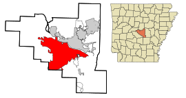 Poloha mesta Little Rock v rámci federálneho štátu Arkansas