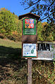 Čeština: Označení Národní přírodní památky Kozákov v Kozákovu, části Radostné pod Kozákovem English: Sign of National nature monument Kozákov in Kozákov village, part of Radostná pod Kozákovem, Czech Republic.