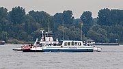 Auto- en passagiersveerboot tussen Zorns en Düsseldorf-Urdenbach