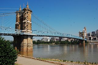 <span class="mw-page-title-main">John A. Roebling Suspension Bridge</span> Suspension bridge between the Ohio River