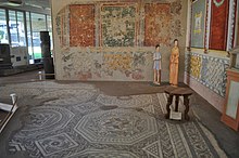 A fourth Blackfriars Pavement (uncovered in 1832) in a reconstructed Blackfriars Villa in Jewry Wall Museum Roman Leicester - geograph.org.uk - 2115542.jpg