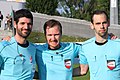 von links nach rechts Schiedsrichterassistent Stefan Kühr, Schiedsrichter Dieter Muckenhammer und Schiedsrichterassistent Markus Waldl. from left to right assistent referee Stefan Kühr, referee Dieter Muckenhammer and assistent referee Markus Waldl.