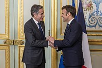 Secretary Blinken with French President Emmanuel Macron in Paris, France, March 2022