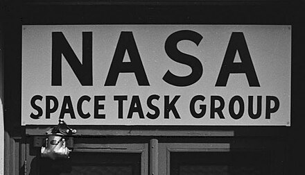 Sign on the Space Task Group building in June 1961