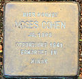 Stolperstein für Moses Cohen an der Rüdesheimer Straße 37 in Bremen The production, editing or release of this file was supported by the Community-Budget of Wikimedia Deutschland. To see other files made with the support of Wikimedia Deutschland, please see the category Supported by Wikimedia Deutschland. العربية ∙ বাংলা ∙ Deutsch ∙ English ∙ Esperanto ∙ français ∙ magyar ∙ Bahasa Indonesia ∙ italiano ∙ 日本語 ∙ македонски ∙ മലയാളം ∙ Bahasa Melayu ∙ Nederlands ∙ português ∙ русский ∙ slovenščina ∙ svenska ∙ українська ∙ +/−