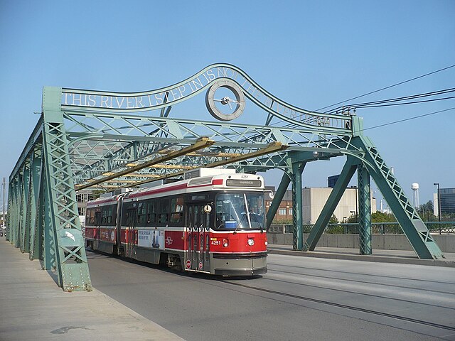 An ALRV car on 501 Queen crossing the Don River in Toronto in September 2011
