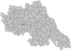 Kommunens beliggenhed i distriktet Iași