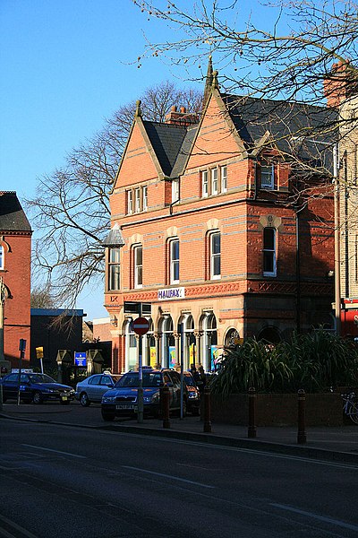 Smith's Bank in Long Eaton built by Fothergill Watson in 1899. Now Bank of Scotland plc, trading as Halifax.