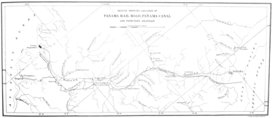 SKETCH SHOWING LOCATION OF PANAMA RAIL ROAD, PANAMA CANAL AND TRIBUTARY DRAINAGE