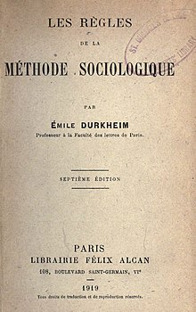 Émile Durkheim: Les règles de la méthode sociologique (egy korai, 1919-es kiadás)