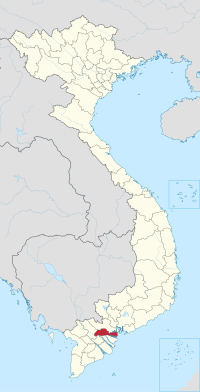 मानचित्र जिसमें तिएन गिआंग प्रान्त Tiền Giang हाइलाइटेड है
