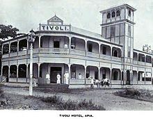 Tivoli Hotel in 1896, an American post during the siege. Tivoli Hotel, Apia 1896.jpg