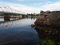 The Torne River and the bridge of Hannula in central Tornio, Finland