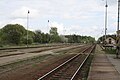 English: Track at Studenec train station, view to Brno direction. Čeština: Koleje na nádraží Studenec, pohled směrem na Brno.