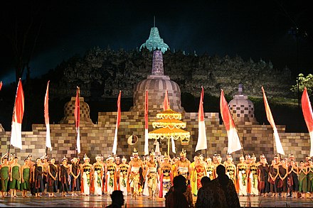 The Mahakarya being performed at Borobudur for the Trail of Civilisations Symposium in 2006