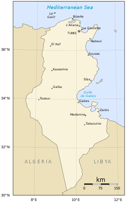 Lokasi Tunis di Tunisia