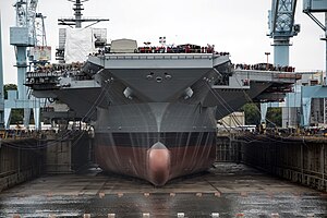 USS Gerald R. Ford (CVN-78) in dry dock front view 2013.JPG