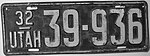 Utah 1932 license plate - Number 39-936.jpg