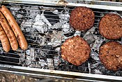 Vegan veggie patties on grill