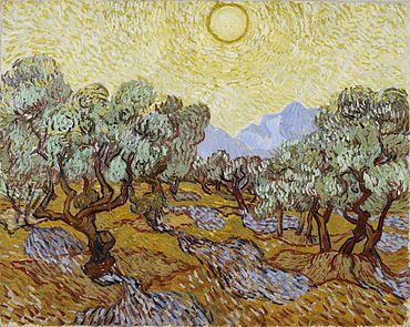 Artist s work. Винсент Ван Гог оливковые деревья. Ван Гог оливковая роща 1889. Сельская дорога с кипарисами Ван Гог 1890. Ван Гог оливковые деревья с желтым небом и солнцем.