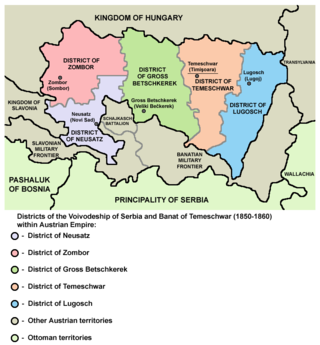 <span class="mw-page-title-main">Temesvár District</span> Administrative district of Voivodeship of Serbia and Banat of Temeschwar