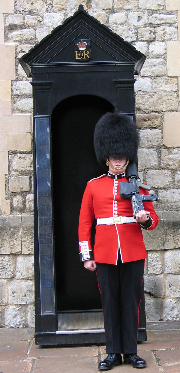 Welsh Guardsman outside the Jewel House at the Tower of London