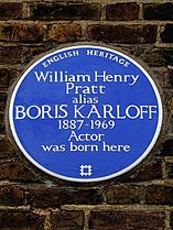 Памятная табличка на доме в котором родился Борис Карлофф на 36 Forest Hill Road.