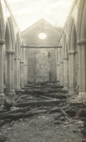 Church in ruins following the 1908 fire Wimborne St Giles church after fire.png