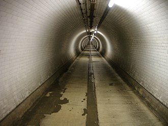 Inside Woolwich Foot Tunnel prior to 2011 refit WoolwichTunnelLondon.jpg