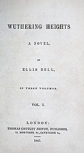 Title page of the original edition of Wuthering Heights (1847)