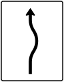 Zeichen 513-20 Verschwenkungstafel; kurze Verschwenkung – Darstellung ohne Gegenverkehr – einstreifig nach rechts
