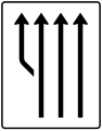 Zeichen 541–12 Aufleitungstafel – ohne Gegenverkehr – dreistreifig plus Fahrstreifen links