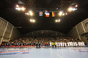 Handballspiel Islandgegen Frankreich im April 2010