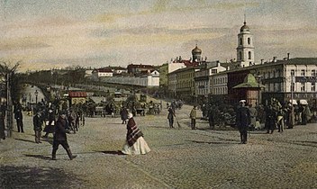 Het begin van de Rozhdestvensky-boulevard vanaf het Trubnaya-plein.  ca.1900