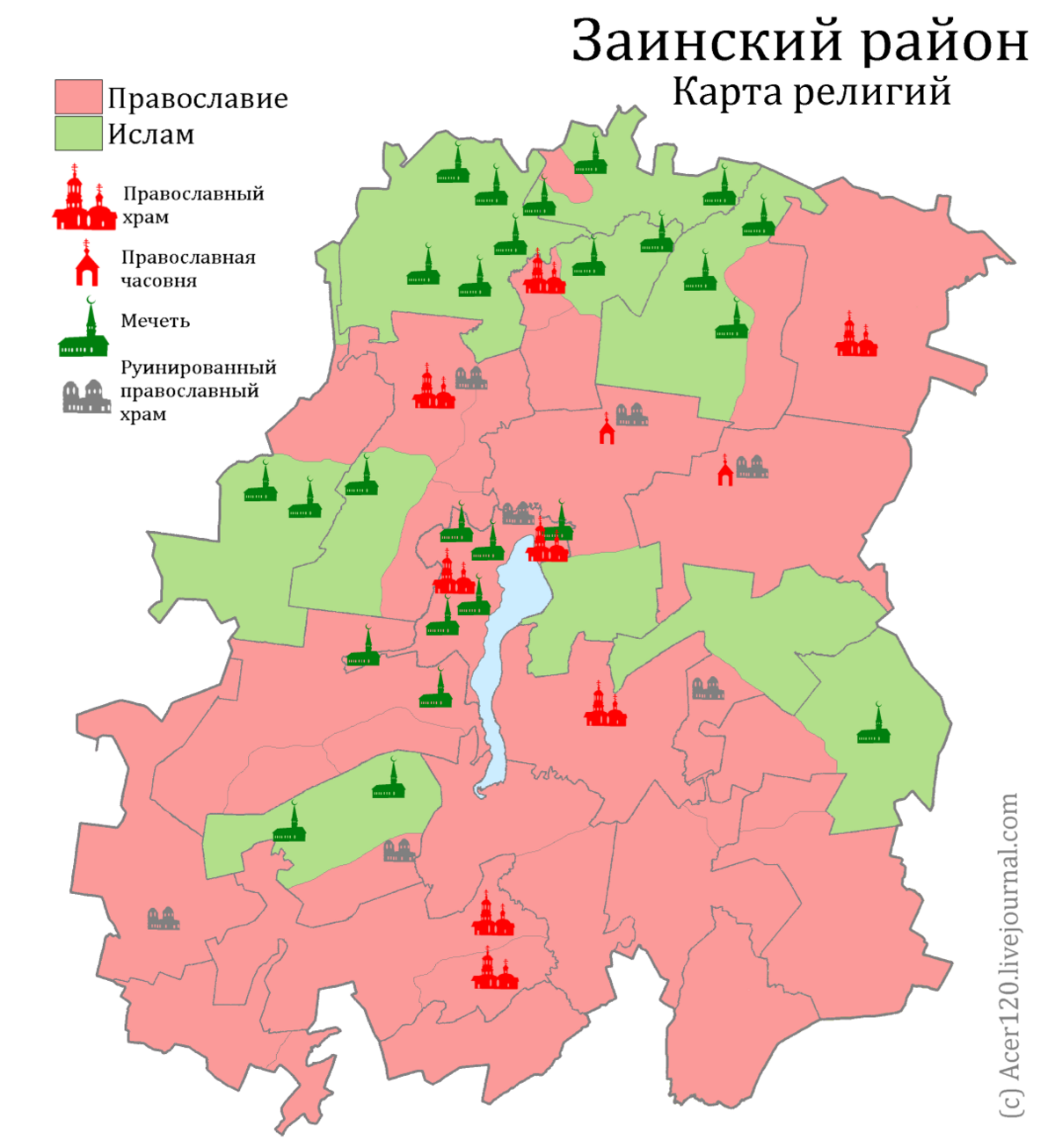 Карта заинска со спутника