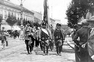 Четници парадирају Коларчевом улицом и Београду, 1920.