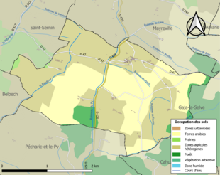 Barevná mapa znázorňující využití půdy.