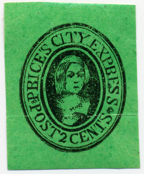 File:119L2 1857-58 Price's City Express - Post 2 Cents - Green.jpg
