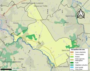 Kolorowa mapa przedstawiająca zagospodarowanie terenu.