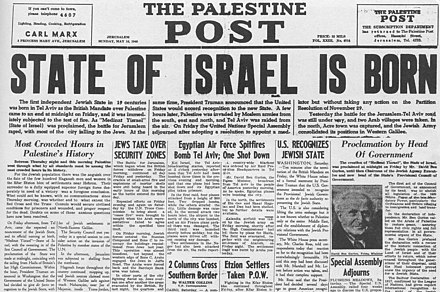 16 May 1948 edition of The Palestine Post