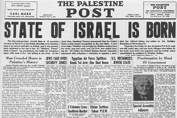 16 May 1948 edition of The Palestine Post