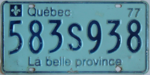 1977 Québec poznávací značka 583S938.png