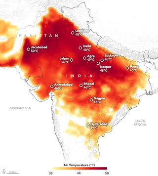 <span class="mw-page-title-main">2019 heat wave in India and Pakistan</span> Severe heatwave in India