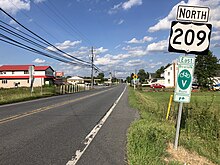 US 209 northbound in Polk Township 2022-08-08 17 44 51 View north along U.S. Route 209 (Interchange Road) at Pennsylvania State Route 534 (Scenic Drive) in Polk Township, Monroe County, Pennsylvania.jpg