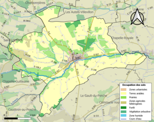 Kolorowa mapa przedstawiająca użytkowanie gruntów.