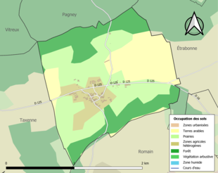 Carte en couleurs présentant l'occupation des sols.