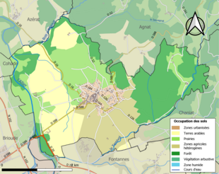 Barevná mapa znázorňující využití půdy.