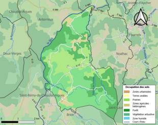 Barevná mapa znázorňující využití půdy.