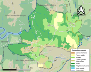 Barevná mapa znázorňující využití půdy.