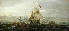 A French ship attacked by corsairs (17th century) A French Ship and Barbary Pirates (c 1615) by Aert Anthoniszoon.jpg